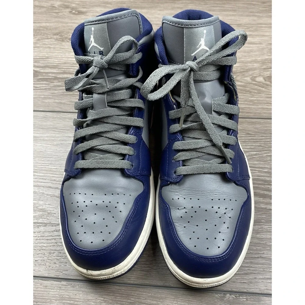 Nike Mens Air Jordan 1 Mid Georgetown 554724-006 Midnight Navy Cool Grey Size 10